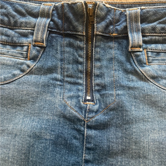 Vintage American Eagle Denim Mini Skirt with Front Zip - Blue - Picture 5 of 7